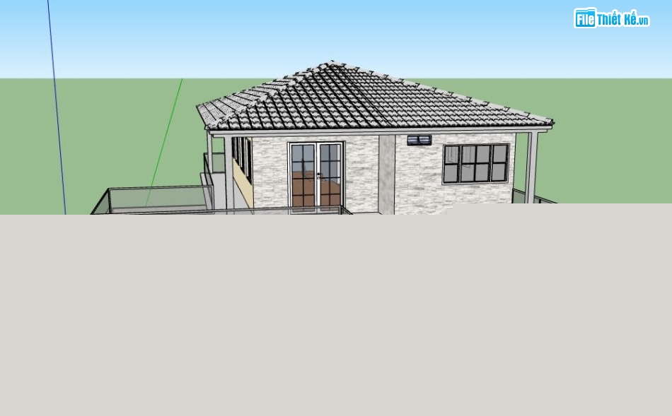 biệt thự 3 tầng,file su biệt thự,file sketchup biệt thự