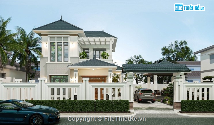 biệt thự 2 tầng,biệt thự hiện đại,mẫu biệt thự