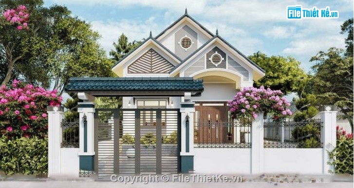 biệt thự mái thái,mái thái 1 tầng,biệt thự 1 tầng