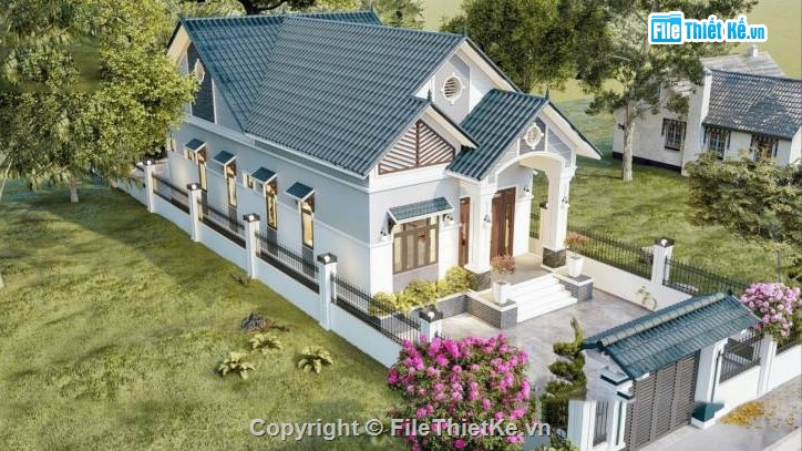 biệt thự mái thái,mái thái 1 tầng,biệt thự 1 tầng