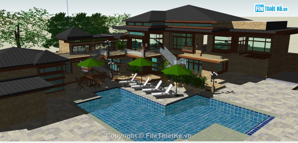 file su biệt thự,sketchup biệt thự,file sketchup biệt thự