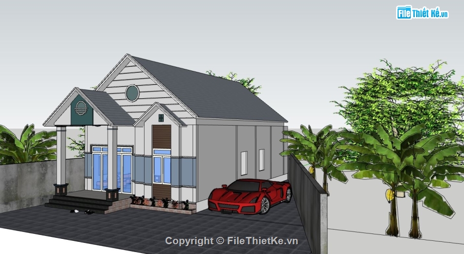 su nhà 1 tầng,model su nhà hàng,sketchup nhà 1 tầng