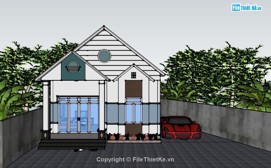 su nhà 1 tầng,model su nhà hàng,sketchup nhà 1 tầng