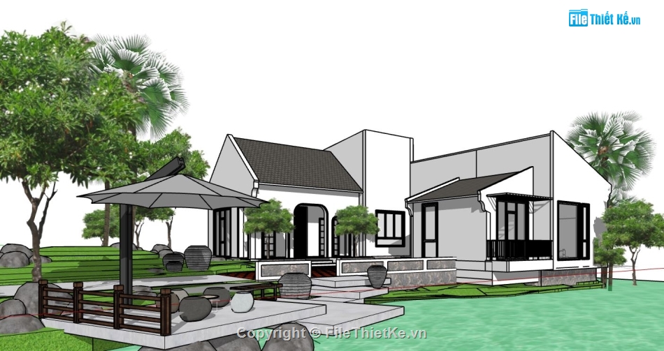 biệt thự vườn vườn su,biệt thự vườn,biệt thự  su,sketchup biệt thự