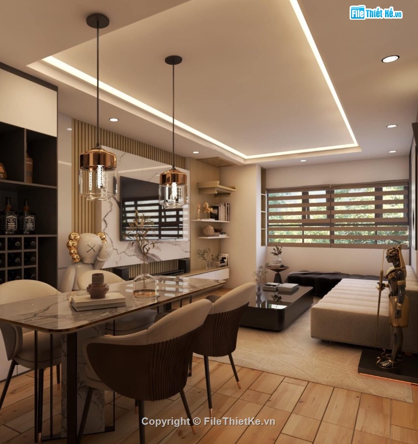 sketchup căn hộ,căn hộ sketchup,mẫu căn hộ đẹp