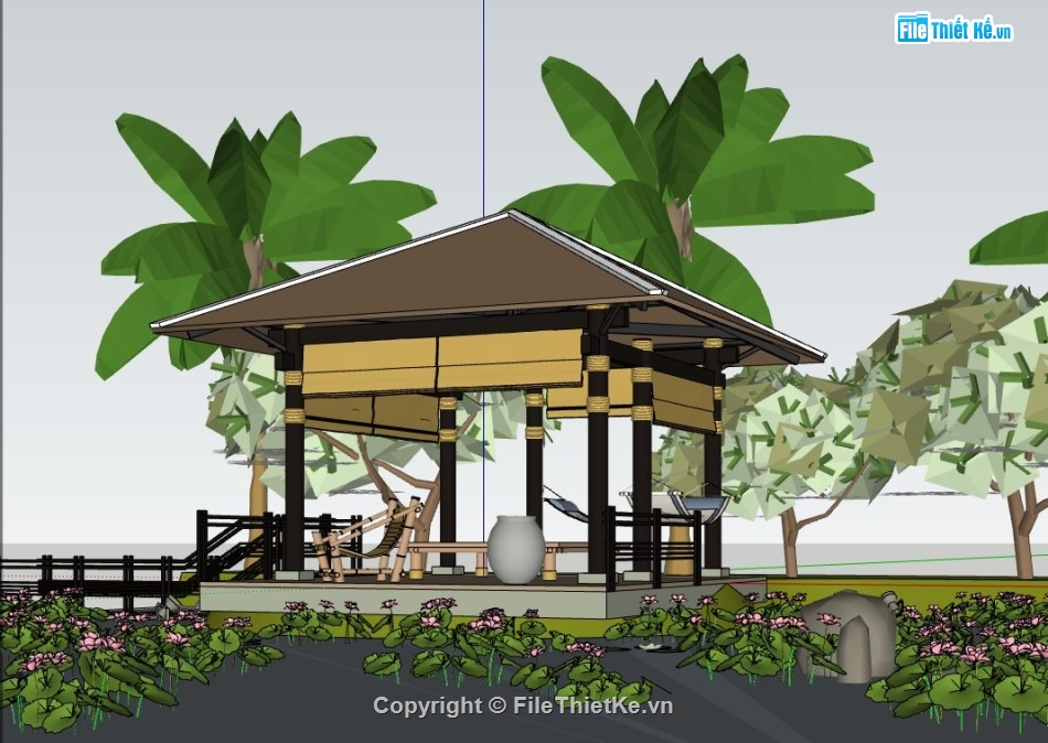 thiết kế chòi nghỉ,bản vẽ chòi nghỉ mát,chòi nghỉ sketchup,sketchup chòi nghỉ