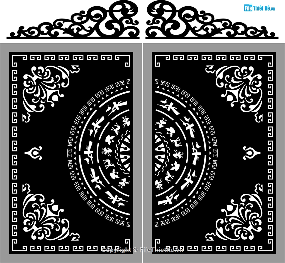 cổng trống đồng cnc,cổng mới nhất,cổng trống đồng dxf