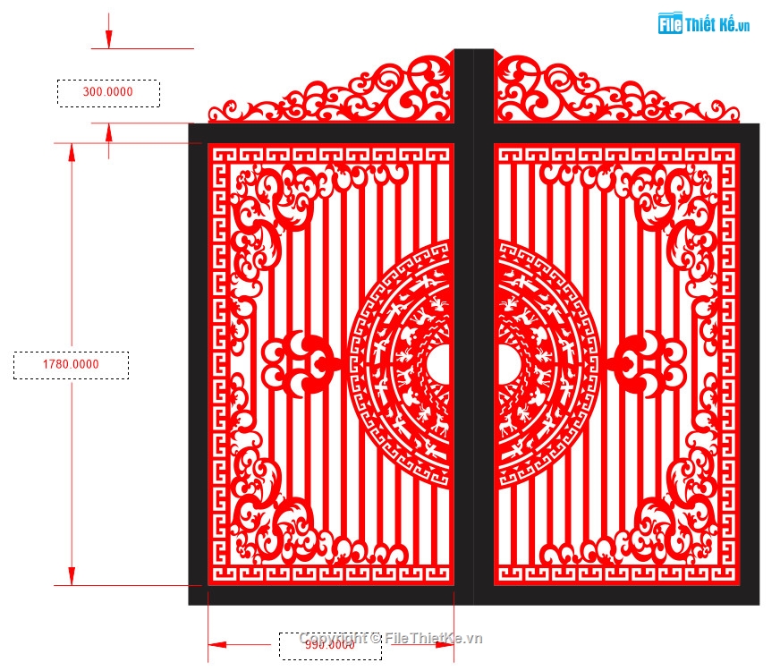 autocad cnc cổng trống đồng,cắt cnc trống đồng,cnc cổng 2 cánh hiện đại,cửa cổng cnc cắt plasma laser