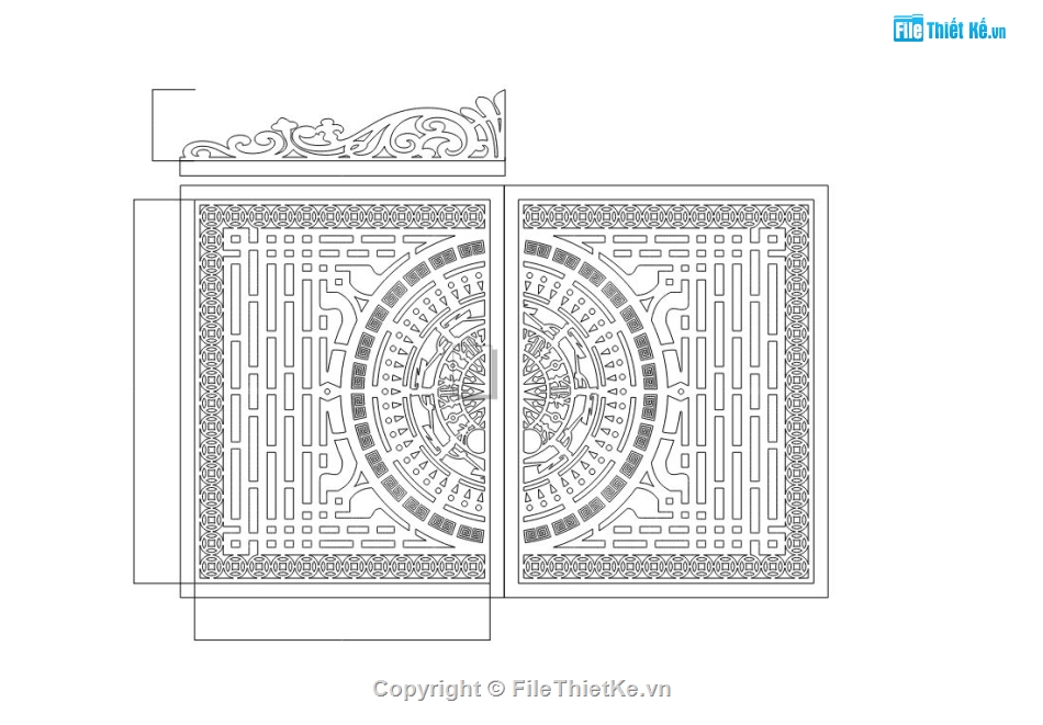 cổng trống đồng,cổng dxf,file cnc cổng 2 cánh