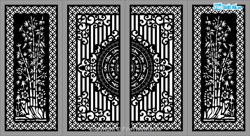cổng trống đồng,cổng trống đồng 4 cánh,file cổng 4 cánh dxf