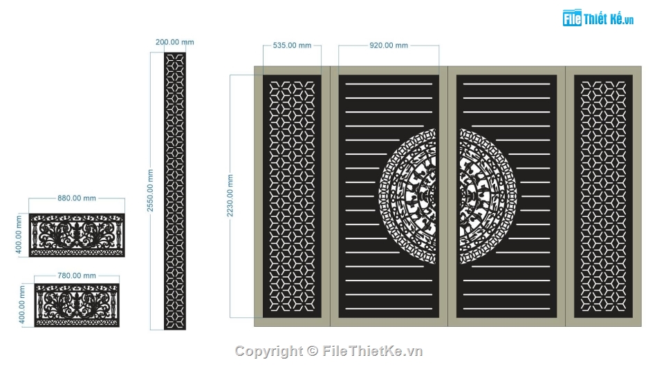 Mẫu cổng 4 cánh cnc,cổng 4 cánh cnc,thiết kế hàng rào