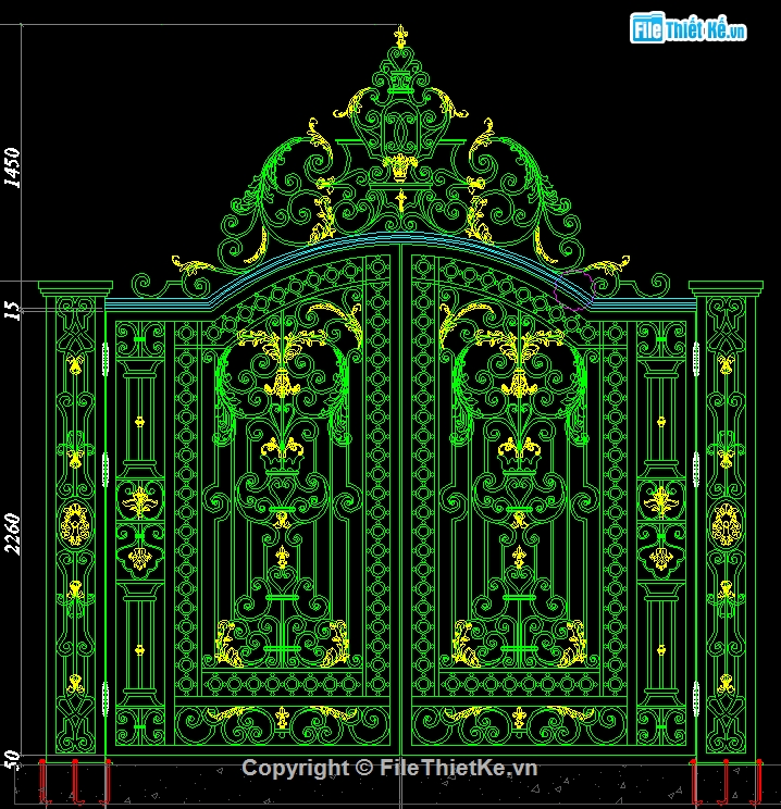 mẫu cổng CNC biệt thự,File cad cổng cnc đẹp,Autocad cổng cnc đẹp,Bản vẽ cổng cnc đẹp,Cổng 2 cánh cnc đẹp