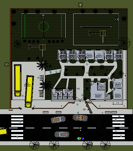 Khu trường học,công trình revit,mẫu bản vẽ trường học,revit quang cảnh trường học