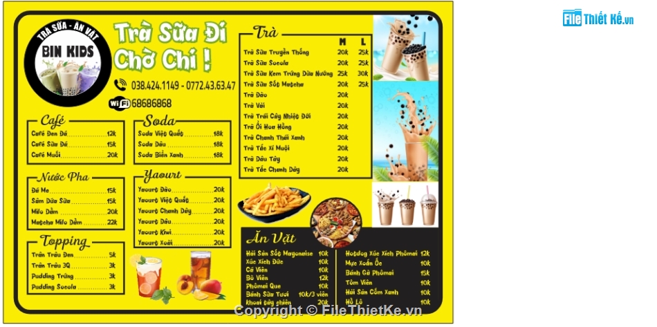 menu quán cafe,file corel menu quán ăn,menu quán trà sữa,coreldraw thiết kế menu