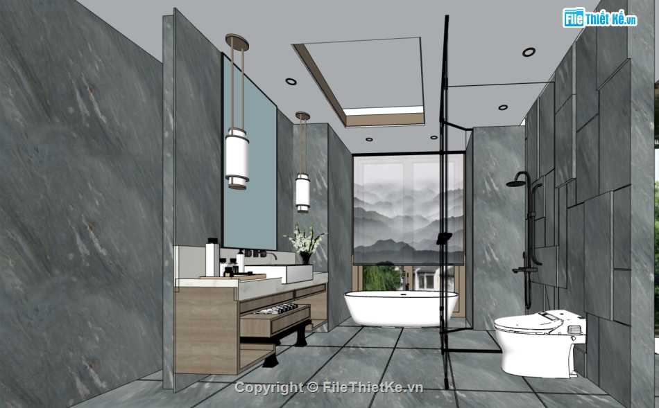 file su phòng tắm hiện đại,mẫu 3d phòng tắm hiện đại,nội thất phòng tắm sketchup