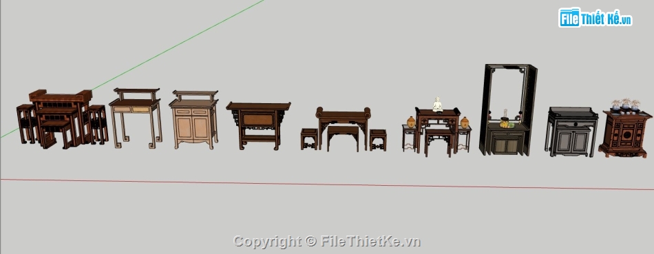 sketchup bàn thờ,model su bàn thờ,file sketchup bàn thờ