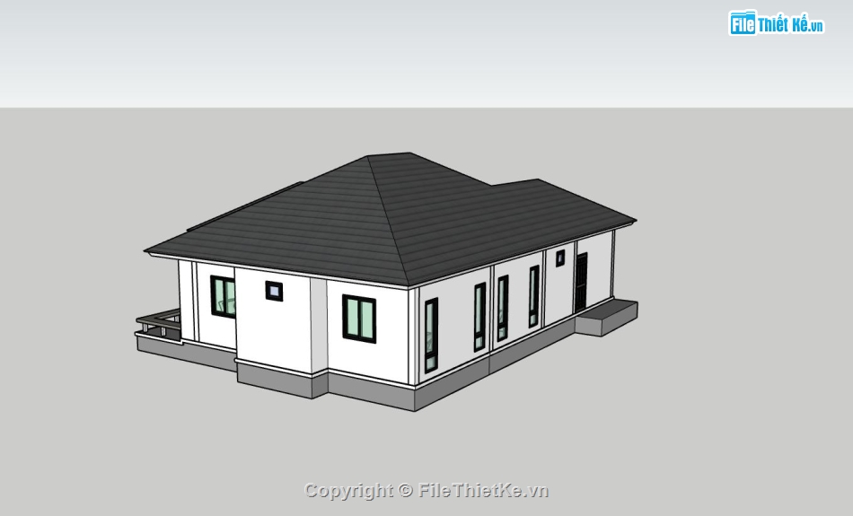 nhà cấp 4,sketchup nhà cấp 4 hiện đại,phối cảnh nhà cấp 4,file su nhà cấp 4