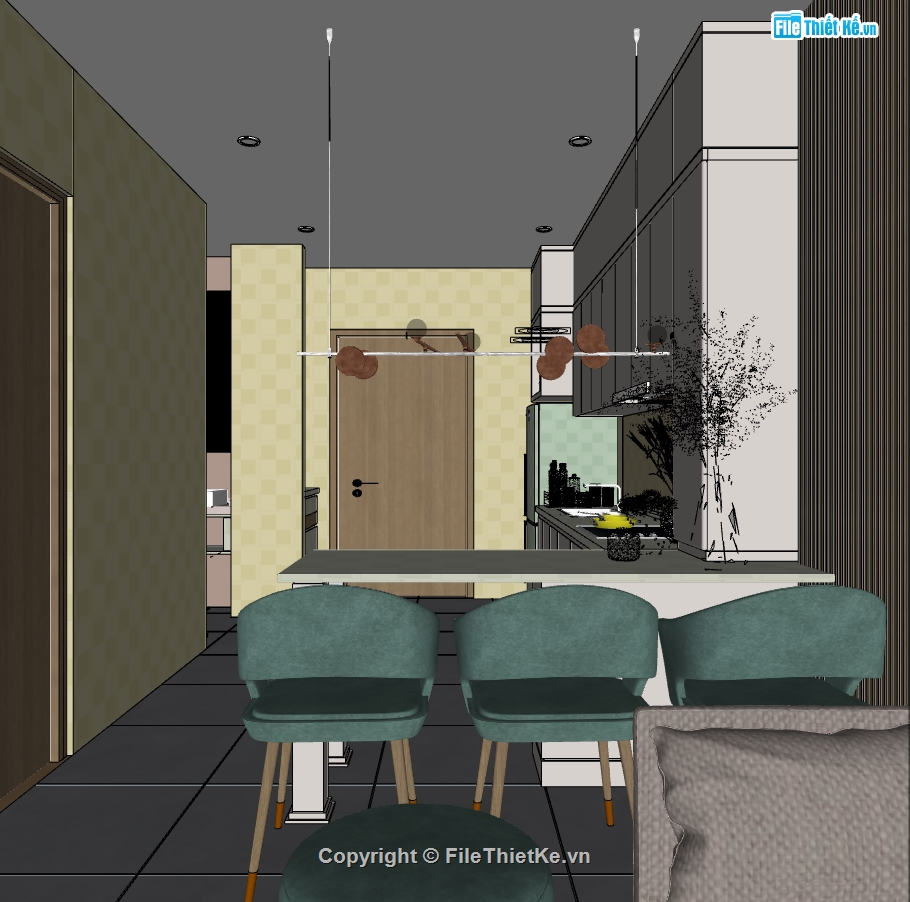 3dsu nội thất chung cư,nội thất phòng khách,sketchup nội thất phòng bếp,sketchup nội thất chung cư,file su phòng ngủ chung cư