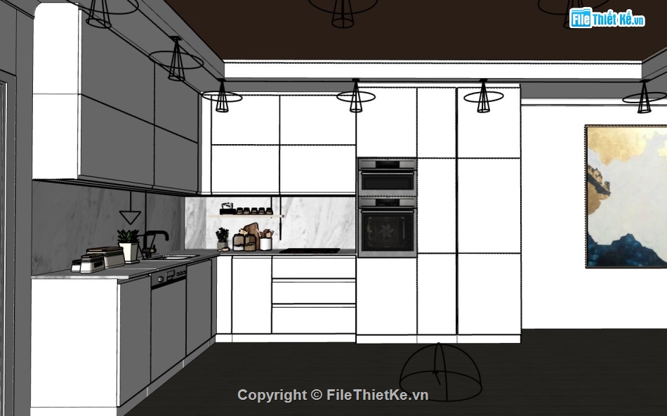 nội thất phòng bếp,nội thất phòng bếp su,phòng bếp sketchup