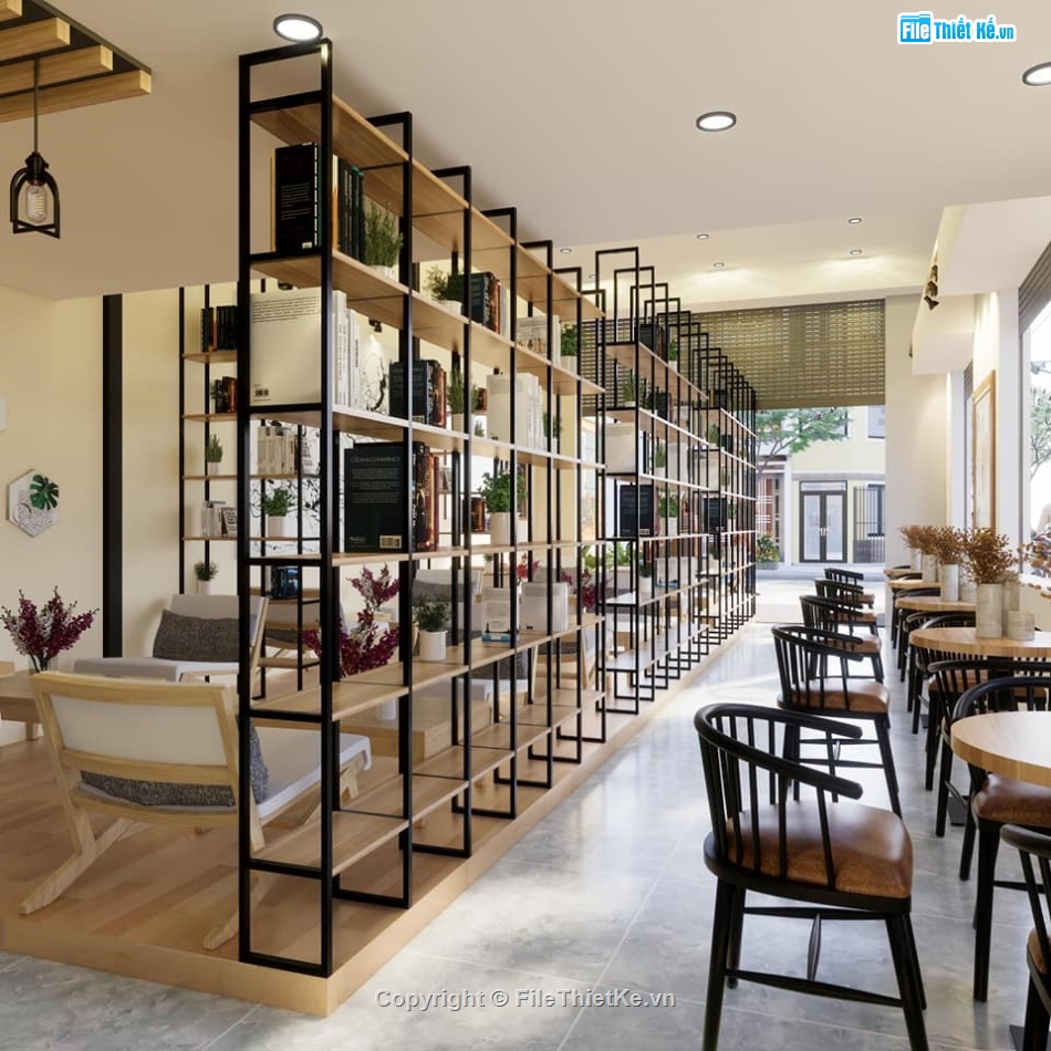 nội thất quán cafe,mẫu thiết kế quán cafe,file su quán cà phê,model sketchup quán cafe