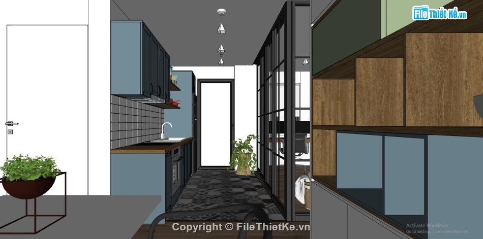 sketchup nội thất chung cư,phòng khách chung cư su,file su phòng ngủ chung cư