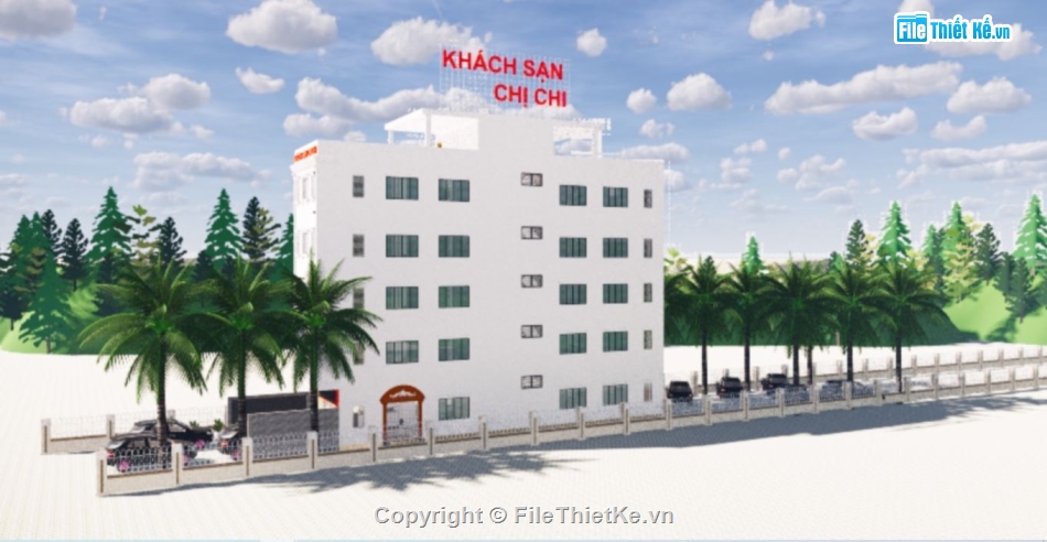 khách sạn,khách sạn 4 tầng,khách sạn kích thước 7x24m