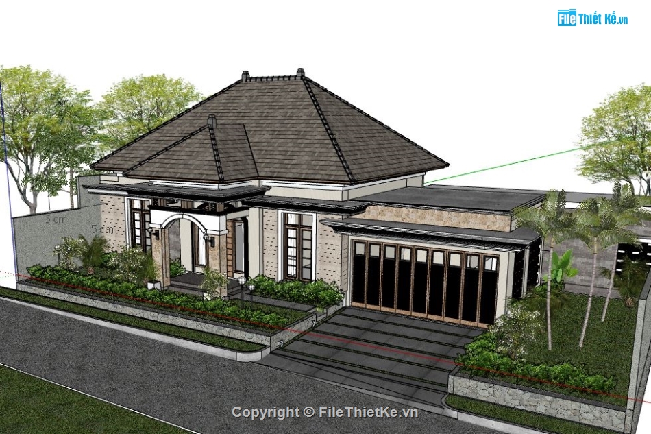 su nhà 1 tầng,model su nhà  1 tầng,sketchup nhà 1 tầng