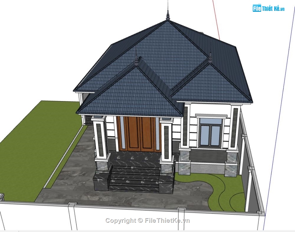 file su nhà 1 tầng,nhà 1 tầng sketchup,nhà 1 tầng su