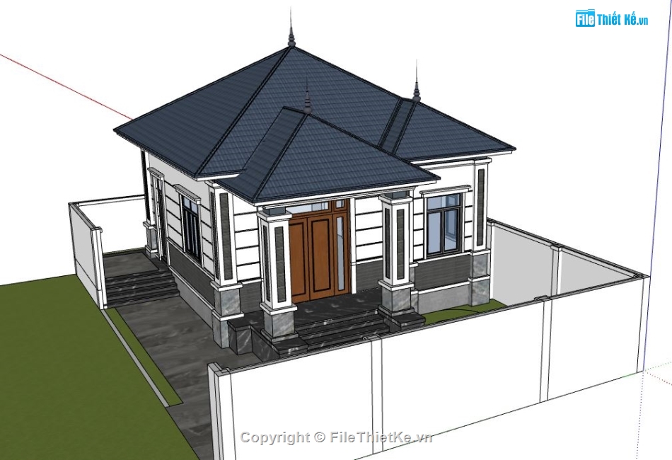 file su nhà 1 tầng,nhà 1 tầng sketchup,nhà 1 tầng su