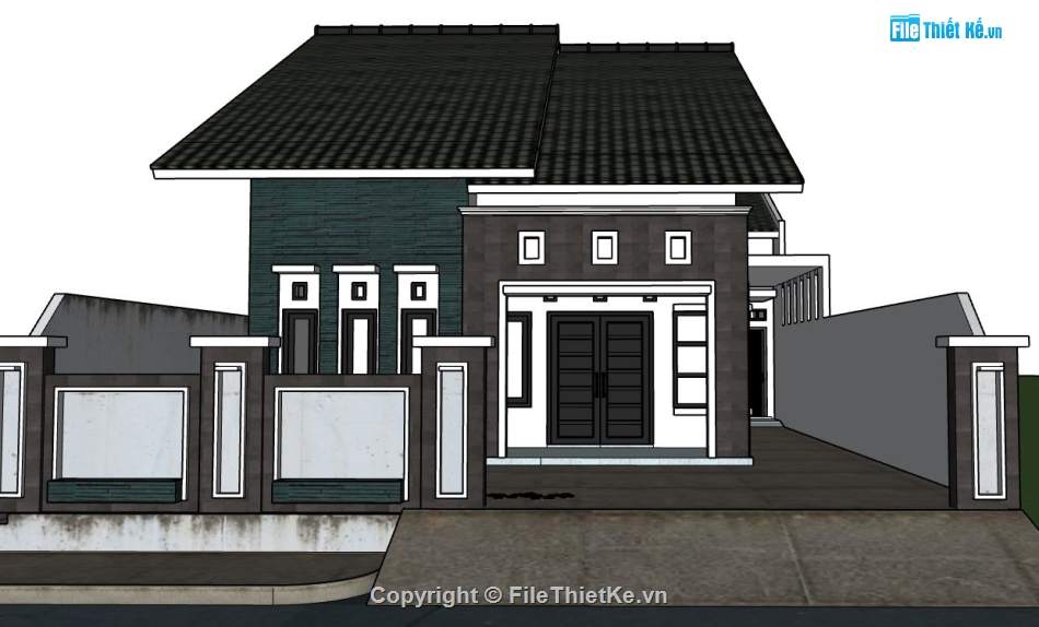 model su nhà 1 tầng,sketchup nhà 1 tầng,nhà 1 tầng su