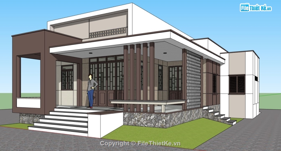 su nhà 1 tầng,sketchup nhà 1 tầng,file su nhà 1 tầng