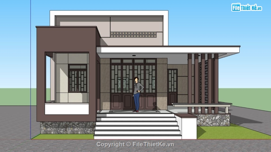 su nhà 1 tầng,sketchup nhà 1 tầng,file su nhà 1 tầng