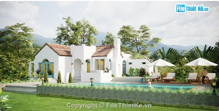 mẫu nhà 1 tầng,file 3dmax nhà vườn,nhà 1 tầng đẹp