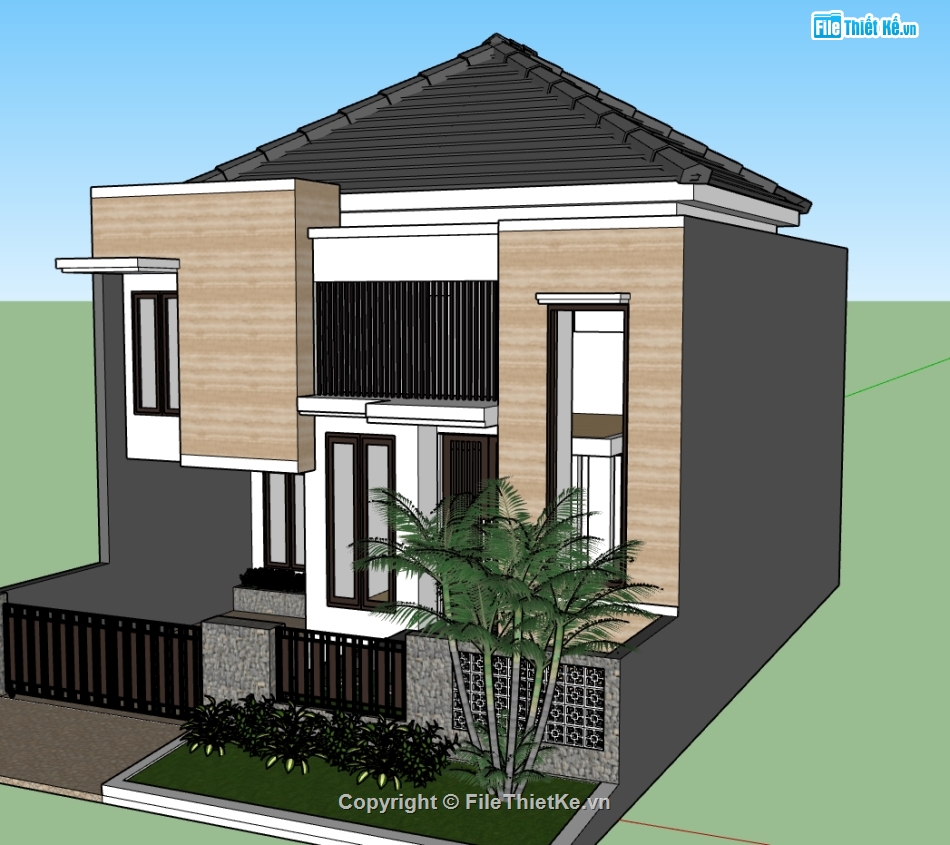 nhà 1 tầng,mẫu su nhà 1 tầng,mẫu sketchup nhà 1 tầng