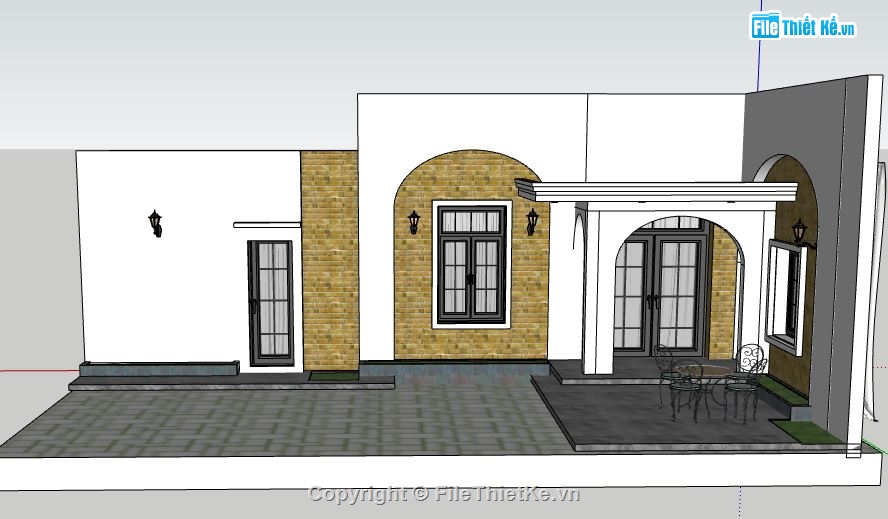 su nhà 1 tầng,model su nhà 1 tầng,sketchup nhà 1 tầng