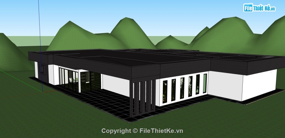 bản vẽ su nhà 1 tầng,model sketchup nhà 1 tầng,model su nhà 1 tầng