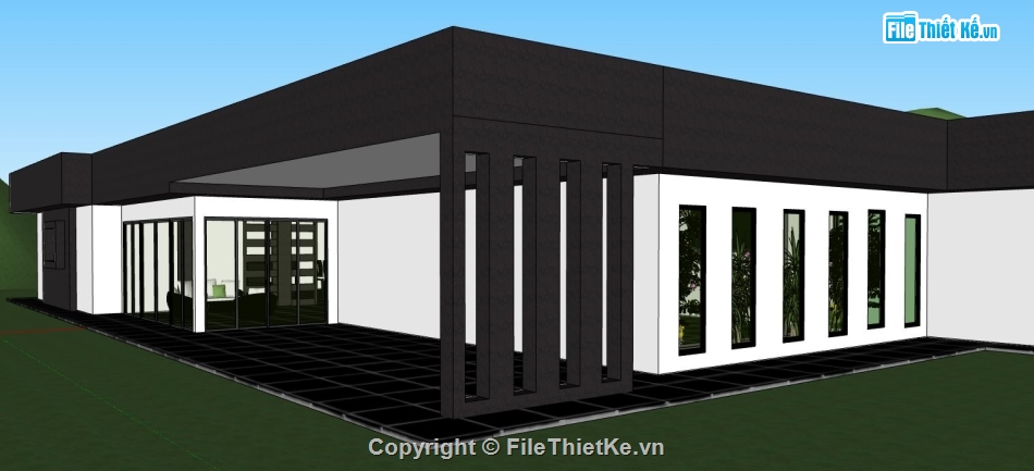 bản vẽ su nhà 1 tầng,model sketchup nhà 1 tầng,model su nhà 1 tầng