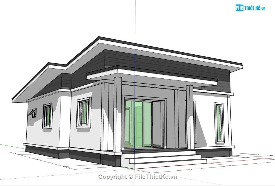 file sketchup nhà 1 tầng,Mẫu nhà 1 tầng file sketchup,file su nhà 1 tầng,model sketchup nhà 1 tầng