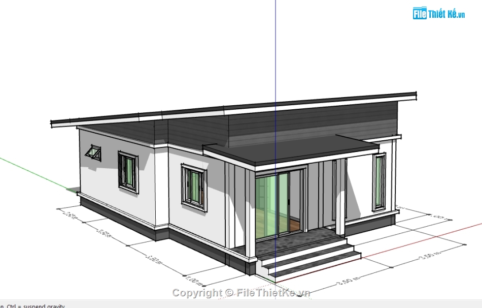 file sketchup nhà 1 tầng,Mẫu nhà 1 tầng file sketchup,file su nhà 1 tầng,model sketchup nhà 1 tầng