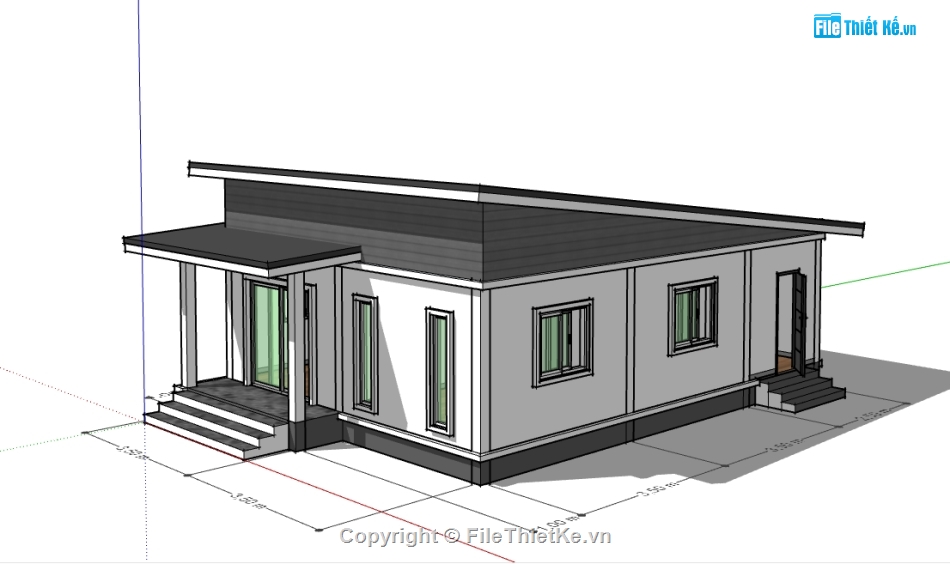 file sketchup nhà 1 tầng,Mẫu nhà 1 tầng file sketchup,file su nhà 1 tầng,model sketchup nhà 1 tầng