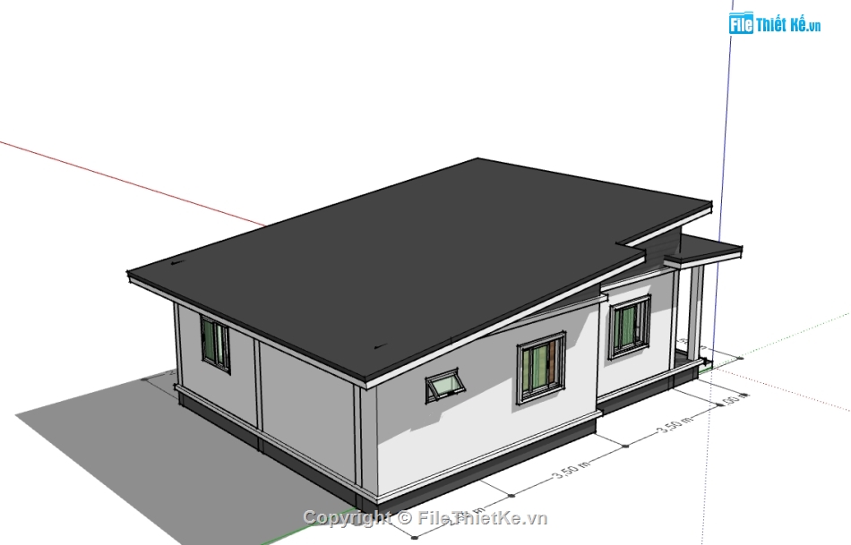 file sketchup nhà 1 tầng,Mẫu nhà 1 tầng file sketchup,file su nhà 1 tầng,model sketchup nhà 1 tầng