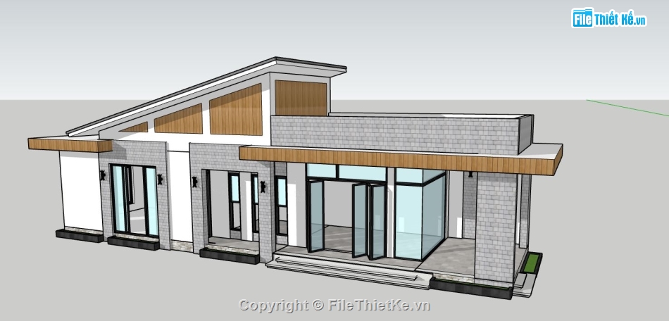 file su nhà 1 tầng,sketchup nhà 1 tầng,model su nhà 1 tầng