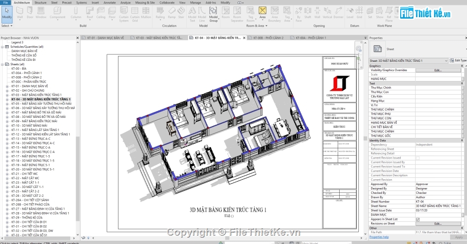 full bản vẽ nhà 1 tầng,mẫu công trình revit,biệt thự full (file revit),file revit biệt thự