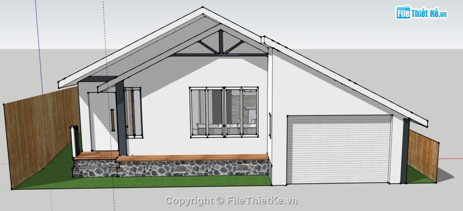 su nhà 1 tầng,model su nhà 1 tầng,sketchup biệt thự