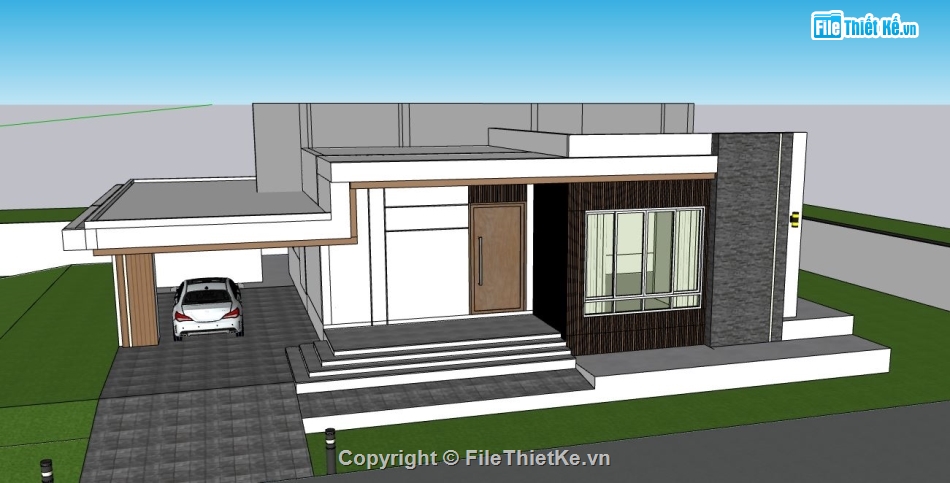 sketchup nhà 1 tầng,nhà 1 tầng,su nhà 1 tầng