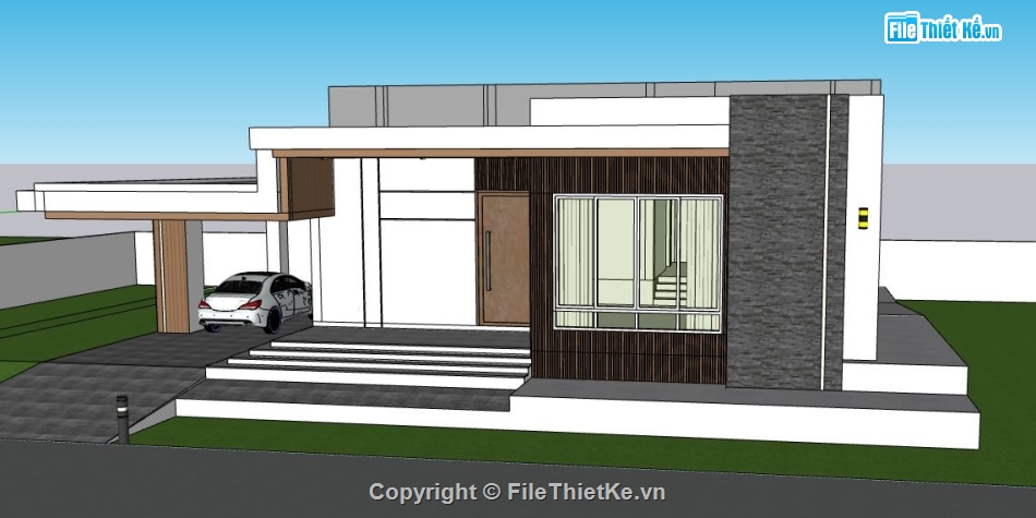 sketchup nhà 1 tầng,nhà 1 tầng,su nhà 1 tầng