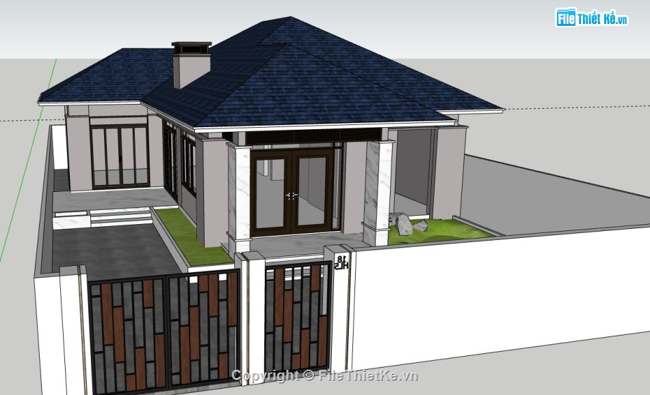 model su nhà 1 tầng,su nhà 1 tầng,sketchup nhà 1 tầng