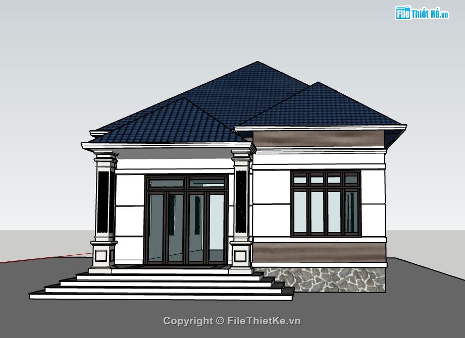 sketchup nhà 1 tầng,mẫu nhà 1 tầng,nhà 1 tầng