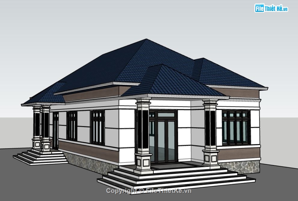 sketchup nhà 1 tầng,mẫu nhà 1 tầng,nhà 1 tầng