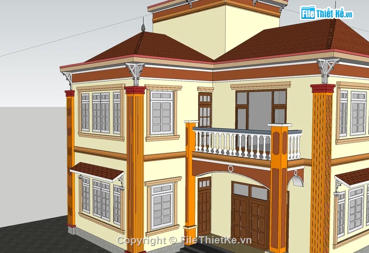 su nhà 2 tầng,model su nhà 2 tầng,sketchup nhà 2 tầng